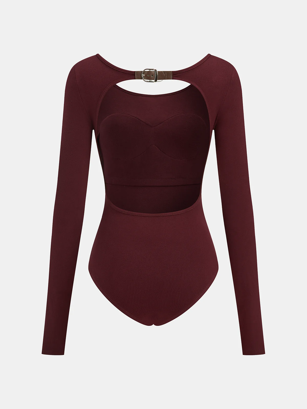 Bra-Free Buckle Detail Backless Long-Sleeve Bodysuit - Image 2