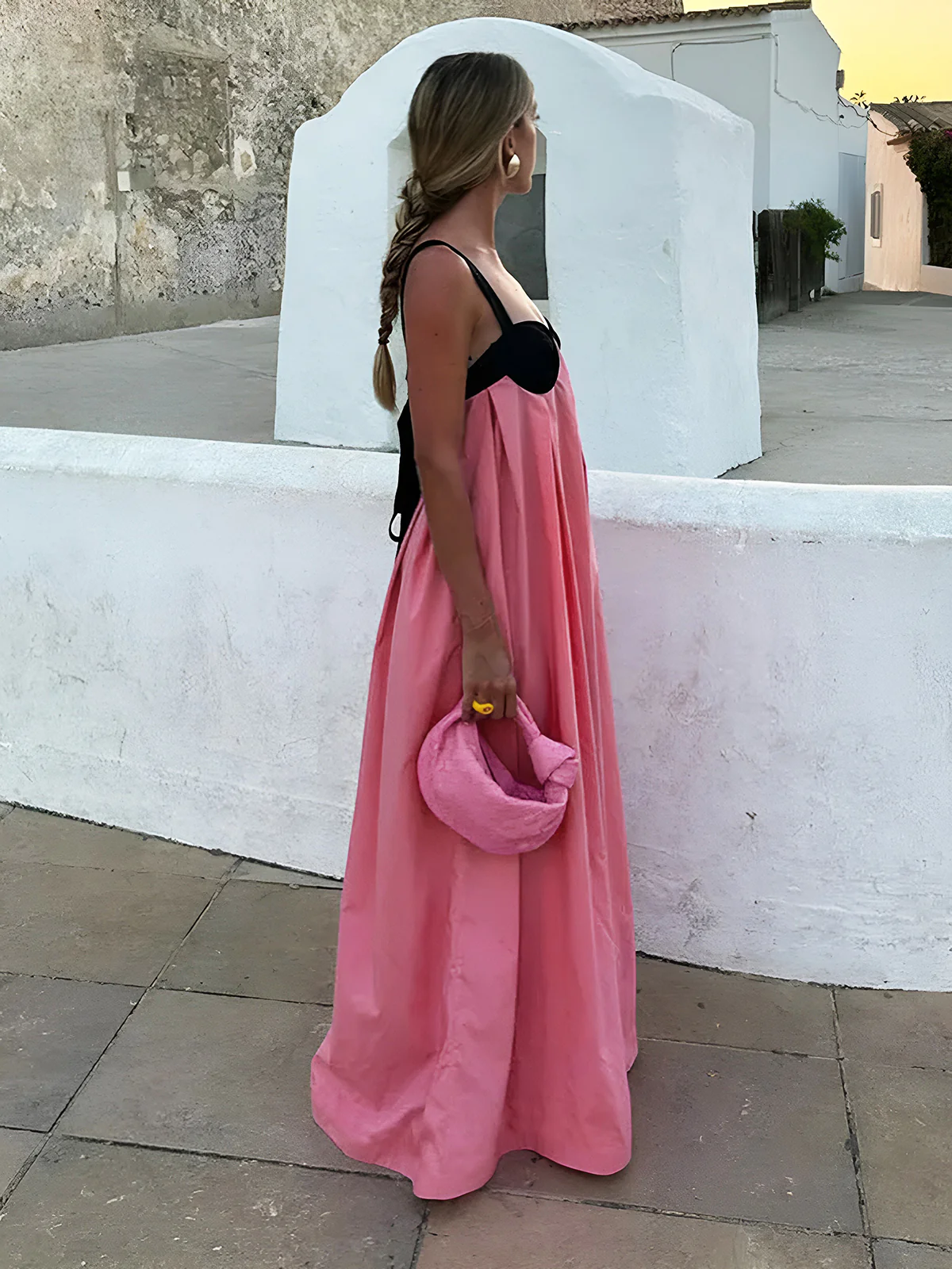 Bra-Splicing Halter Strap Long Dress - Image 3