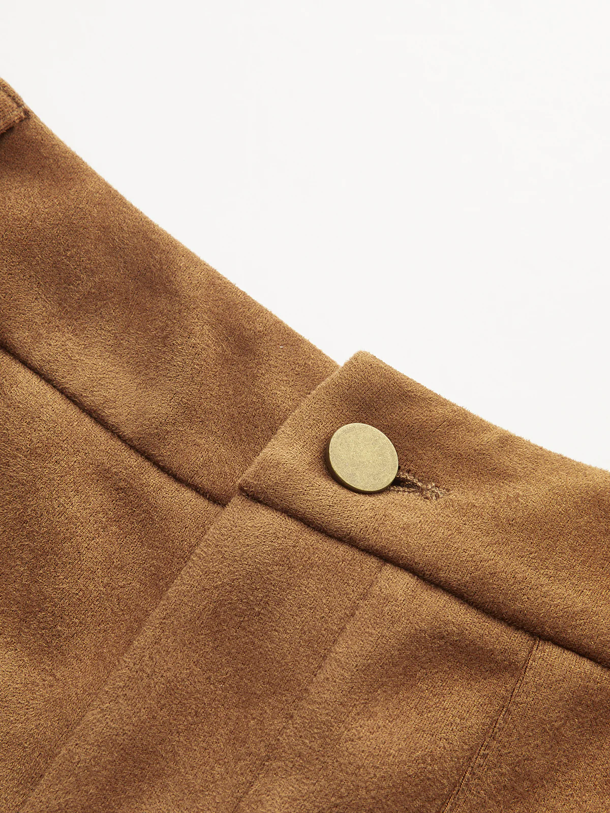 Braided Detail Mid-Waist Suede Effect Pants - Image 4