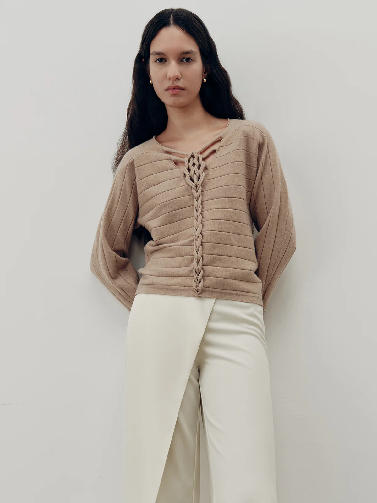 Braided-Front Wool-Blend Knit Top - Image 2
