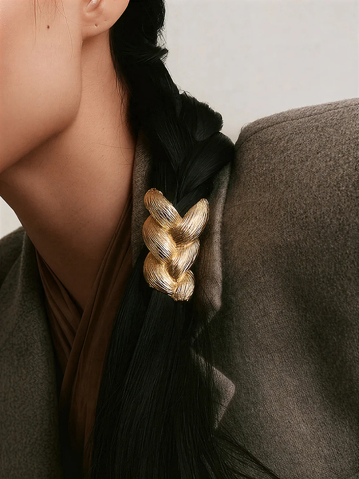 Braided Metal Textured Hair Tie - Image 3