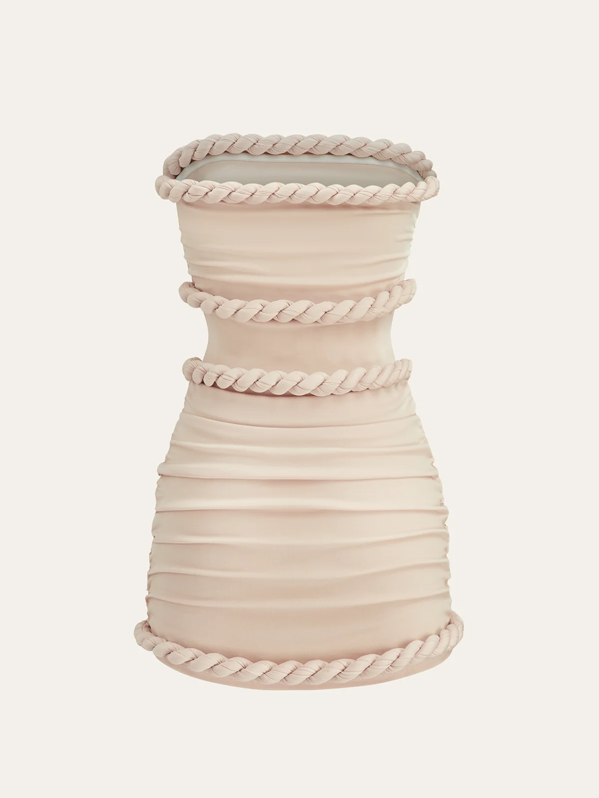 Braided Rope Trim Ruched Strapless Dress - Image 2