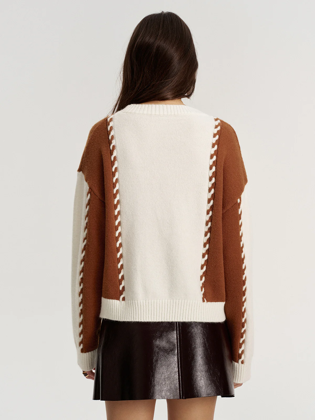 Braided Trim Two-Tone Sweater - Image 6