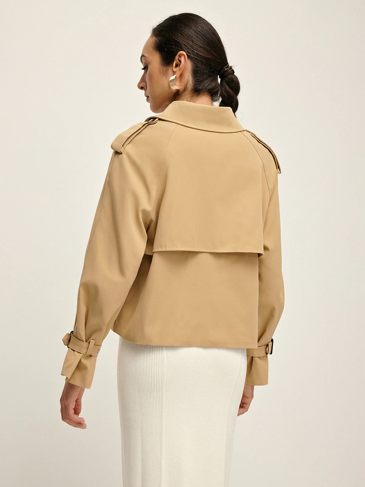 Breasted Lapel Trench Coat - Image 2