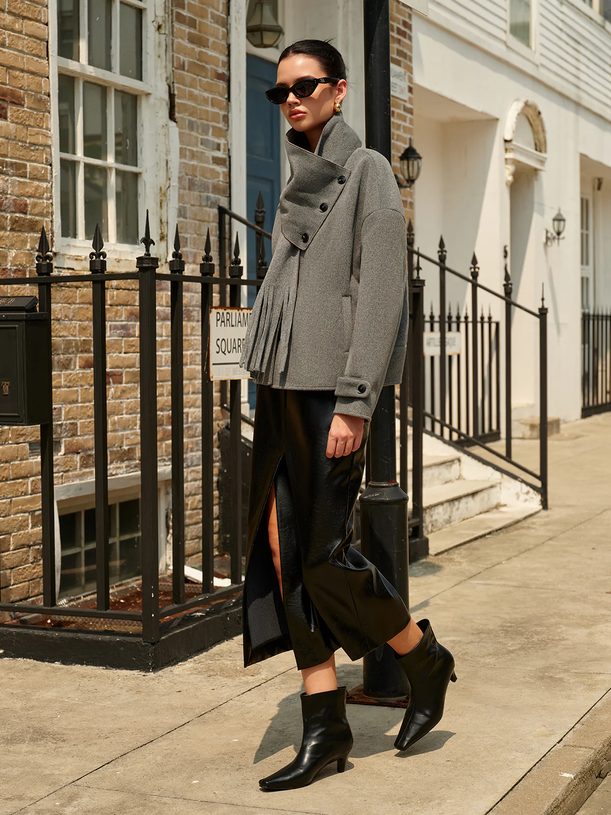 Breasted Wool Coat With Matching Tassel Scarf - Image 6