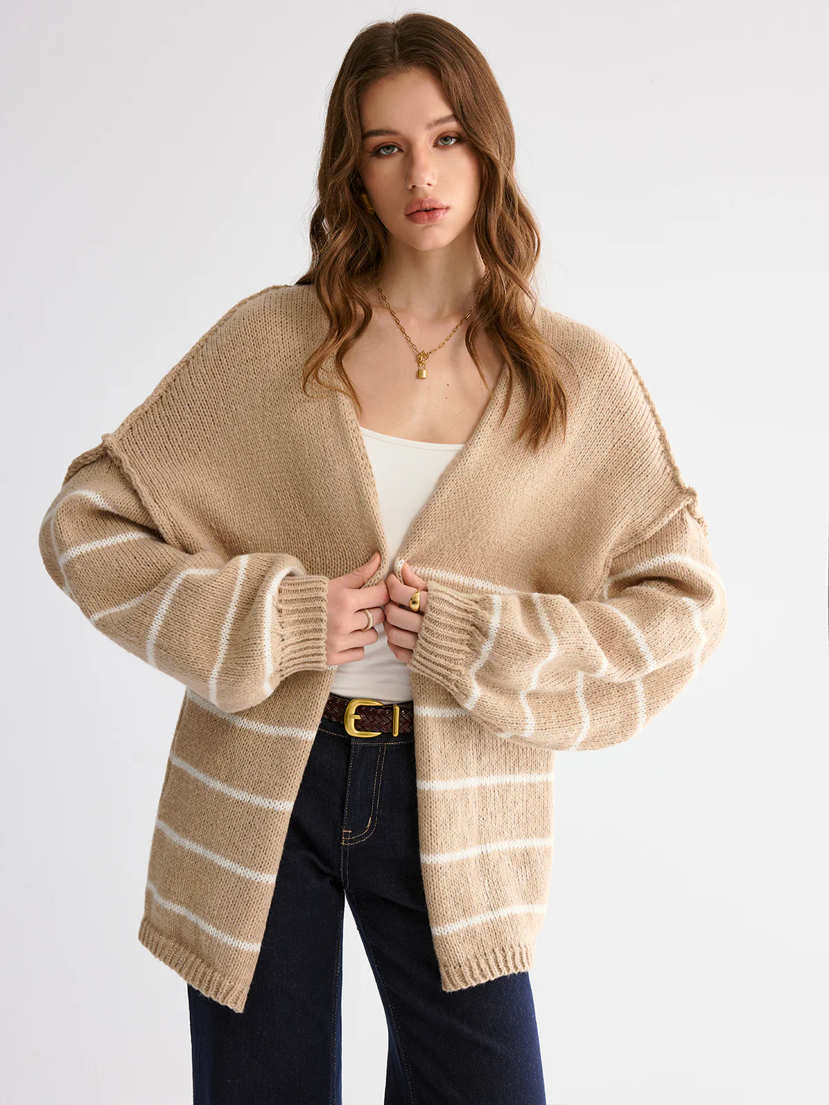 Brushed Striped Cardigan - Image 2