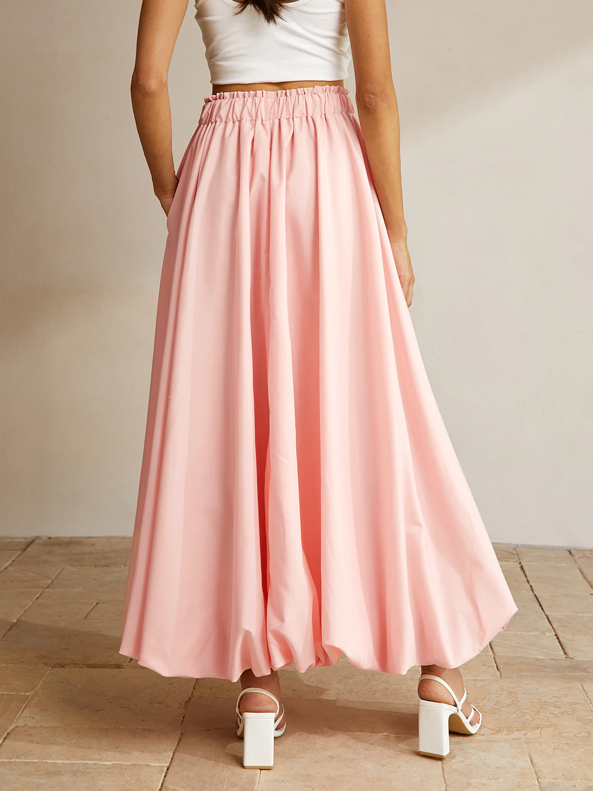 Bubble Elastic Waist Maxi Skirt - Image 3