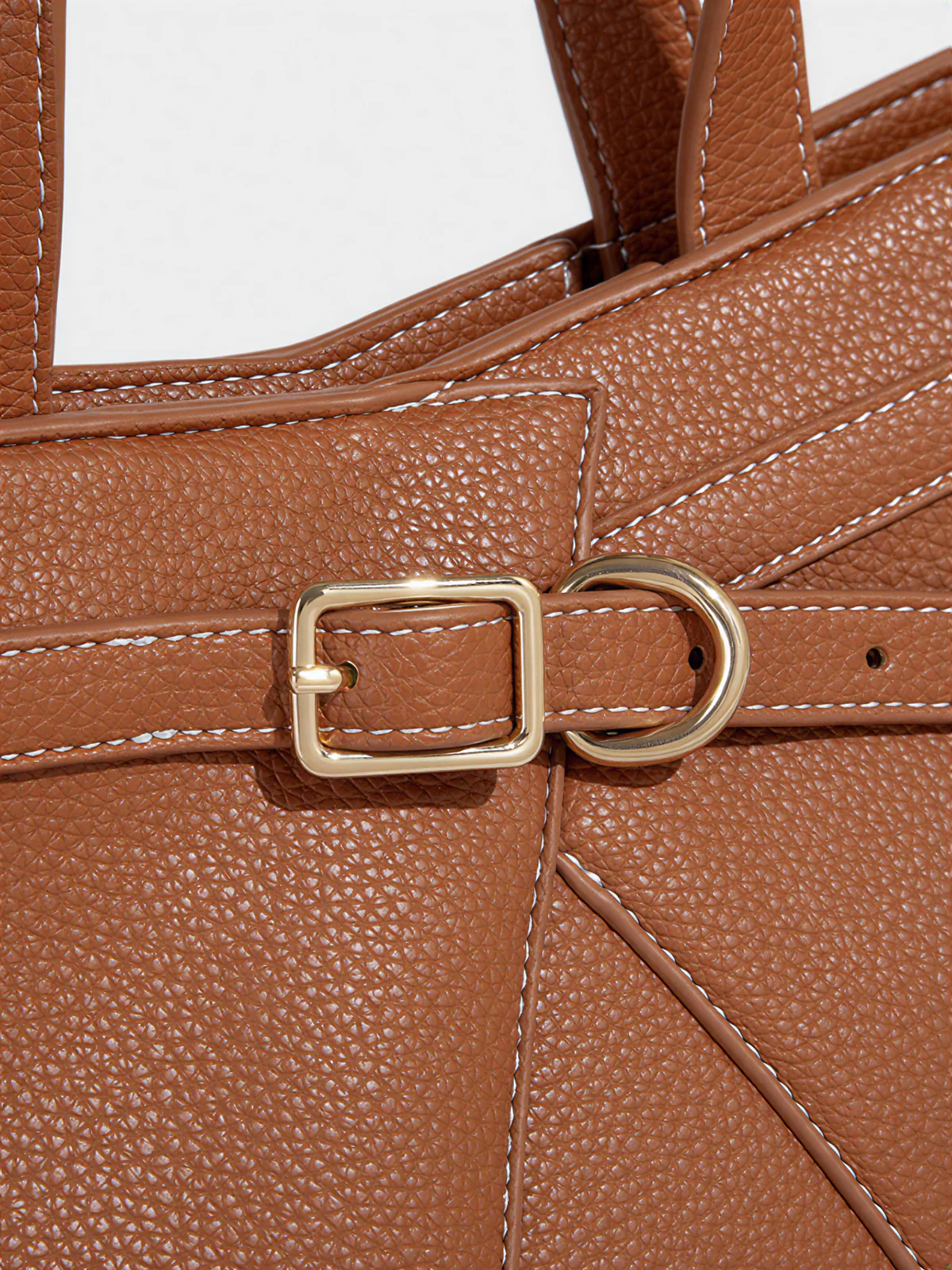 Buckle Detail Dual-Handle Tote Bag - Image 2