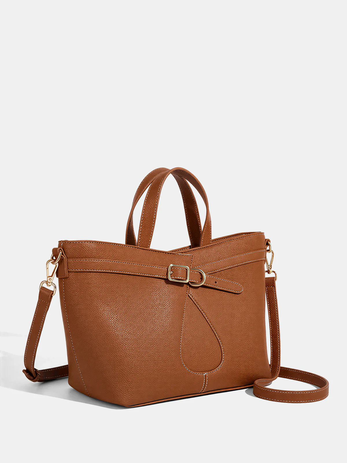 Buckle Detail Dual-Handle Tote Bag - Image 3