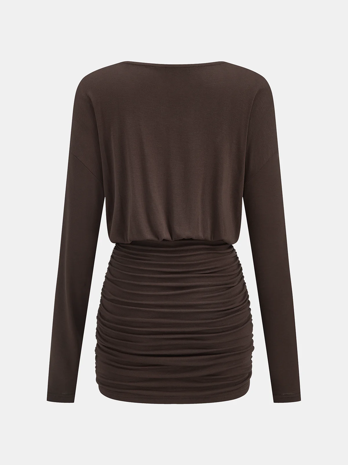 Buckle Detail Ruched Long-Sleeve Mini Dress - Image 2
