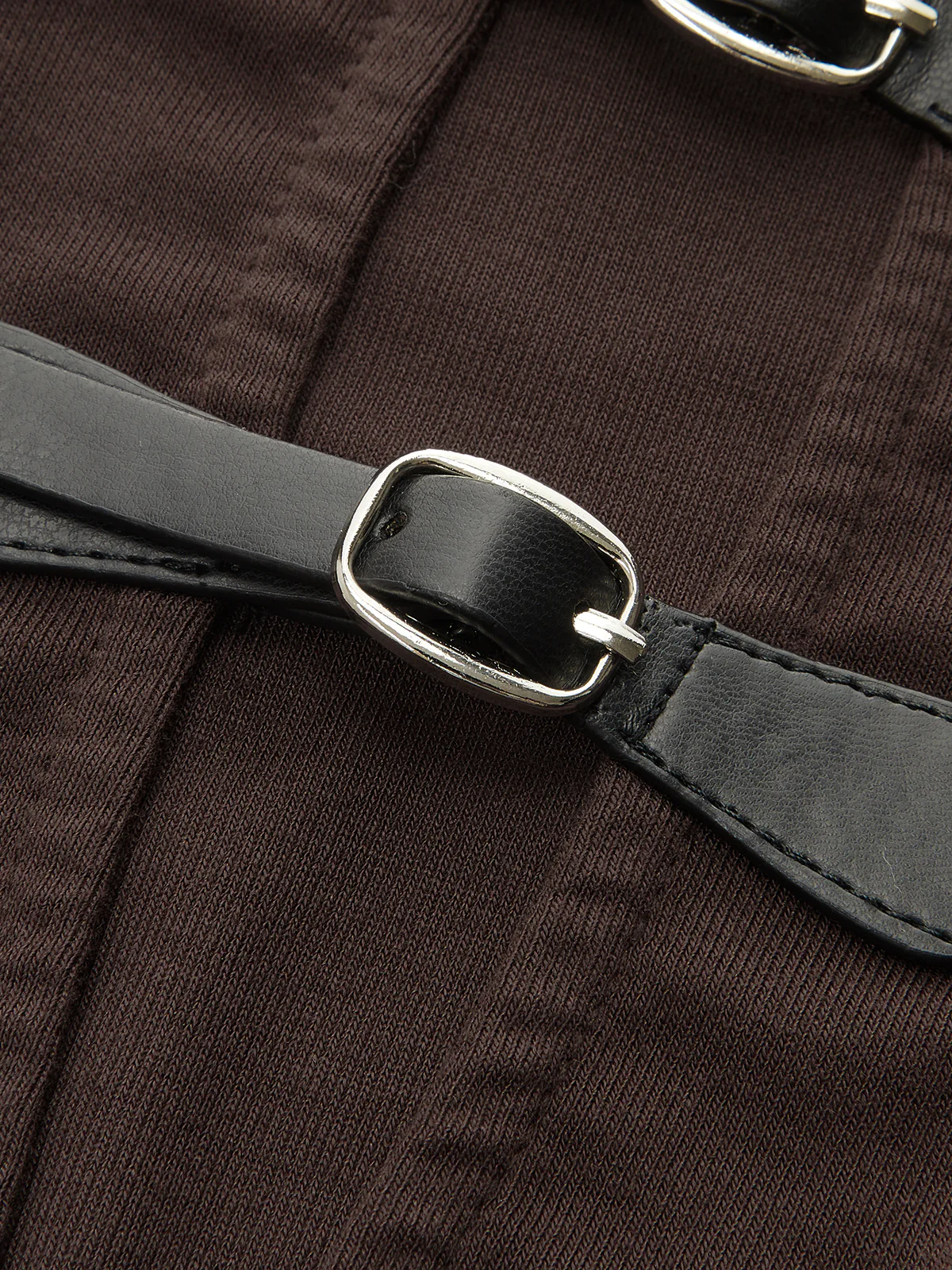 Buckle Detail Ruched Long-Sleeve Mini Dress - Image 3
