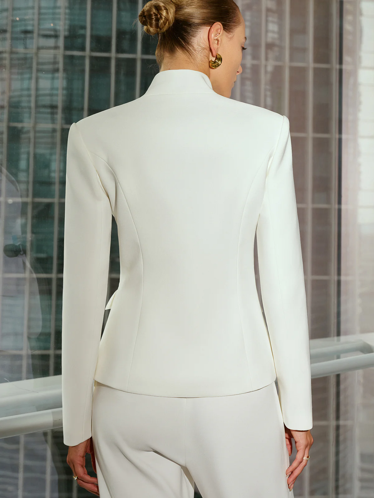 Buckle Detail Stand Collar Blazer - Image 7