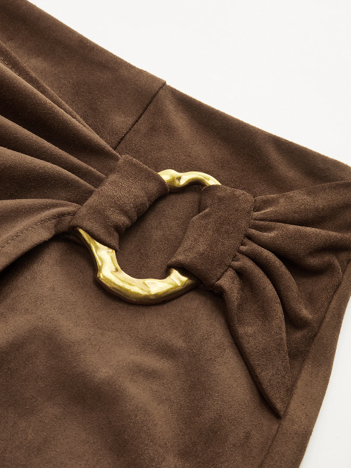 Buckle Detail Suede Effect Midi Skirt - Image 4