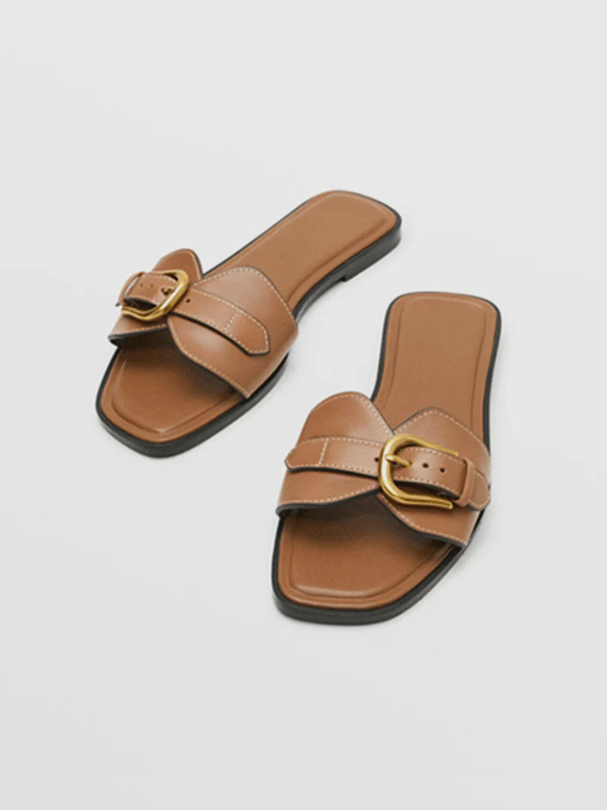 Buckled Strap Slide Sandals - Image 6