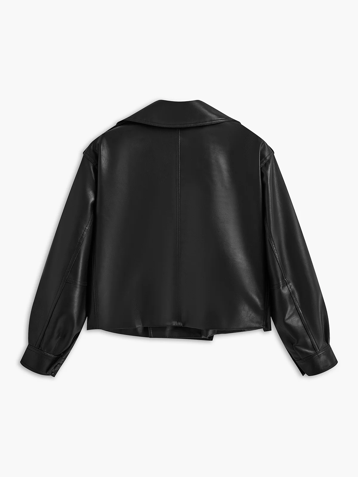 Button Clasp PU Leather Jacket - Image 3