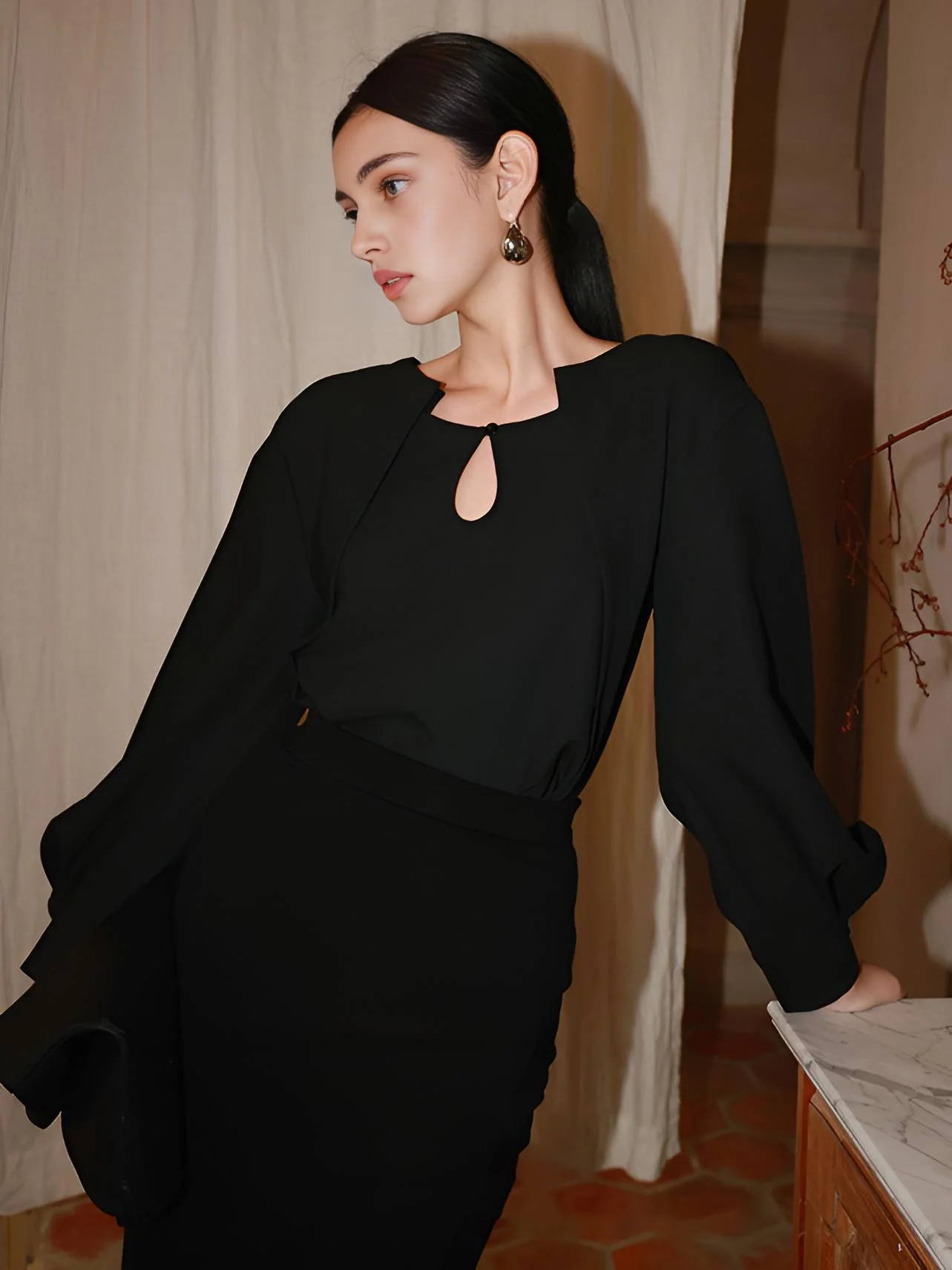 Button Cutout 2 in 1 Blouse - Image 6