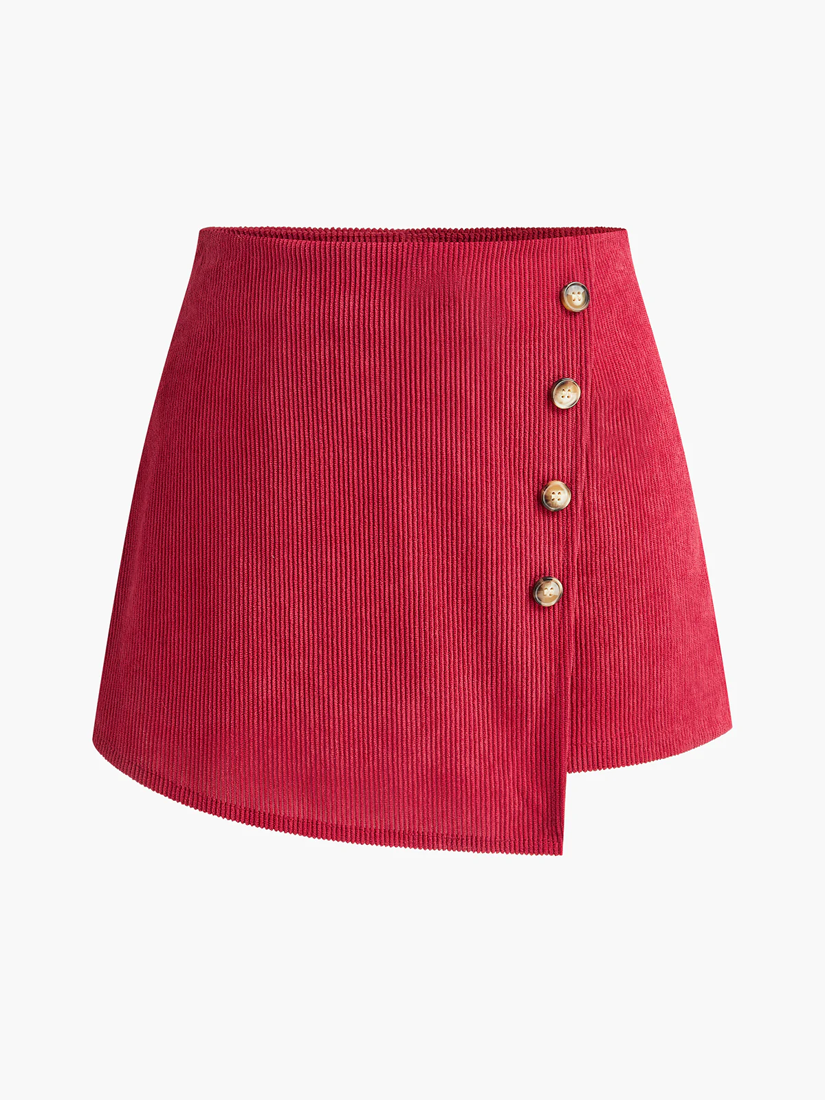 Button-Decor Corduroy Zipper Skort - Image 2