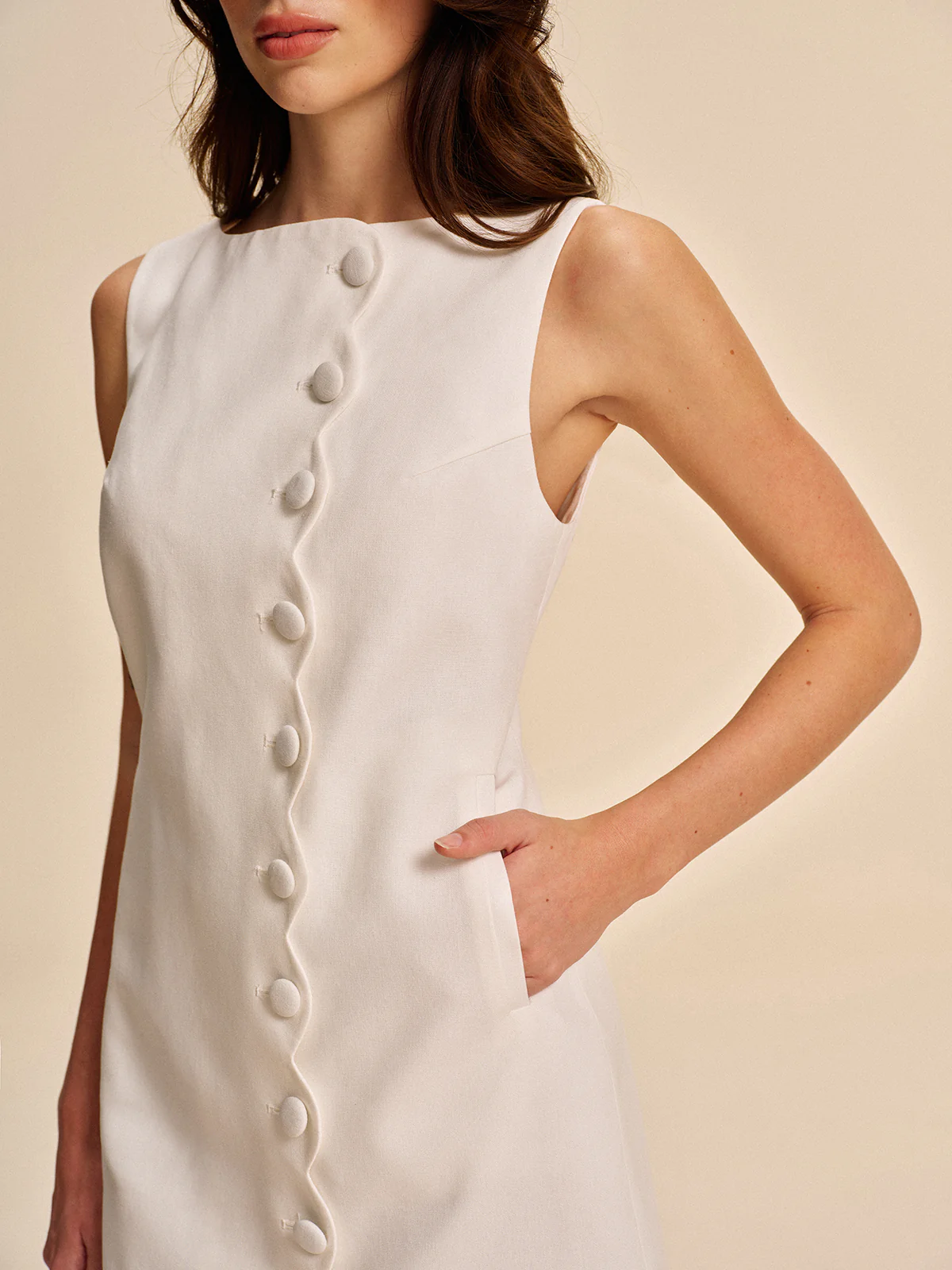 Button-Detail A-Line Dress - Image 2