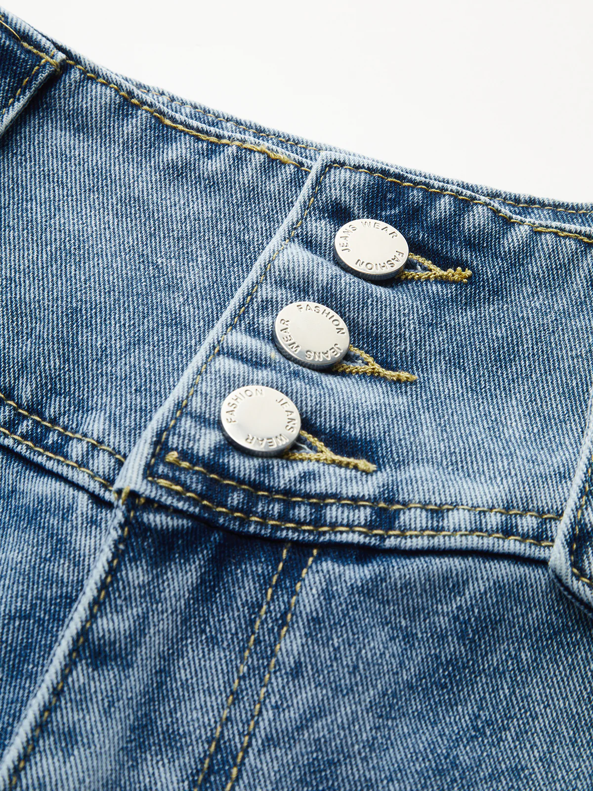 Button Detail High-Waist Wide-Leg Jeans - Image 3