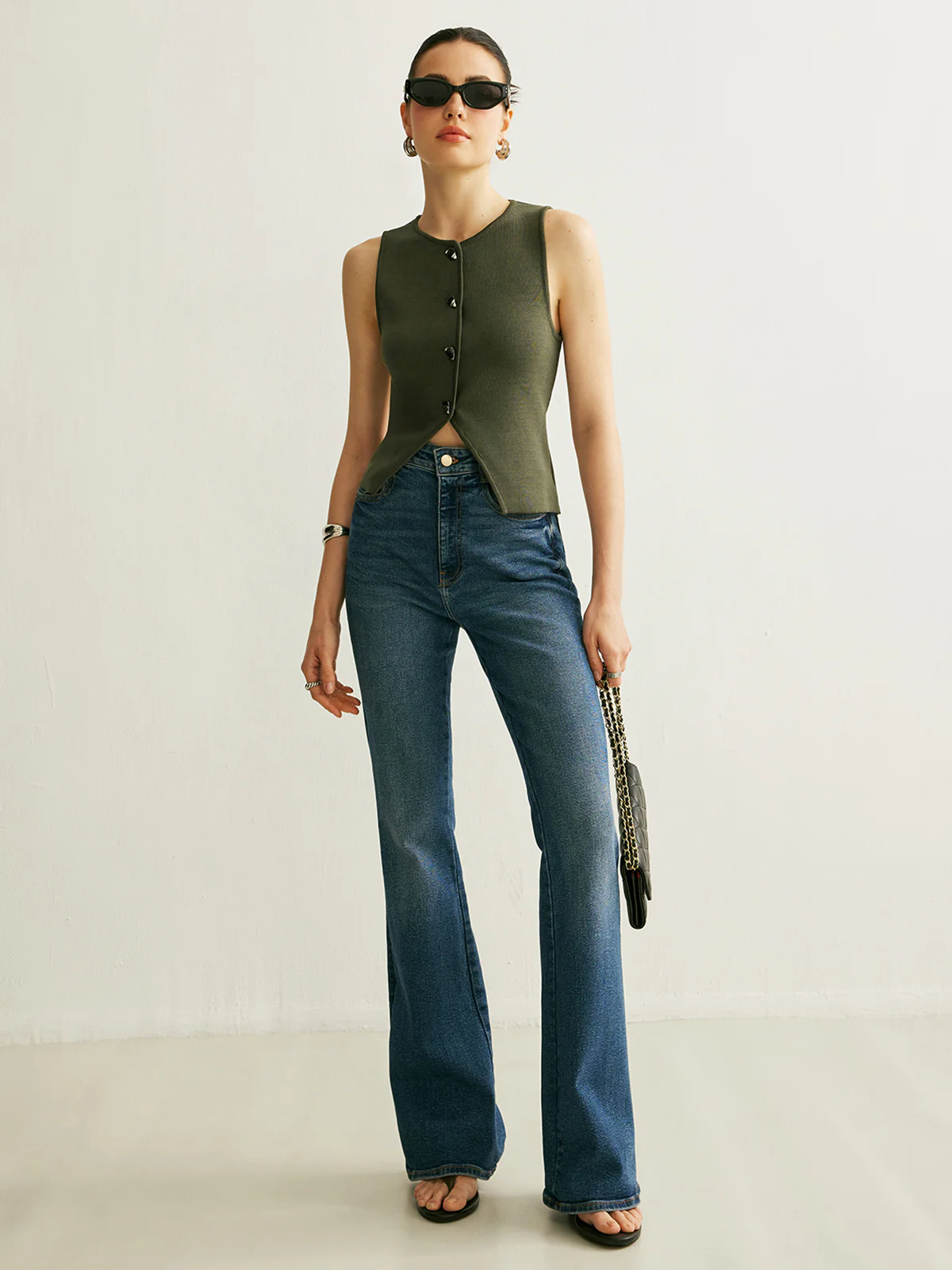 Button Detail Knit Vest - Image 5