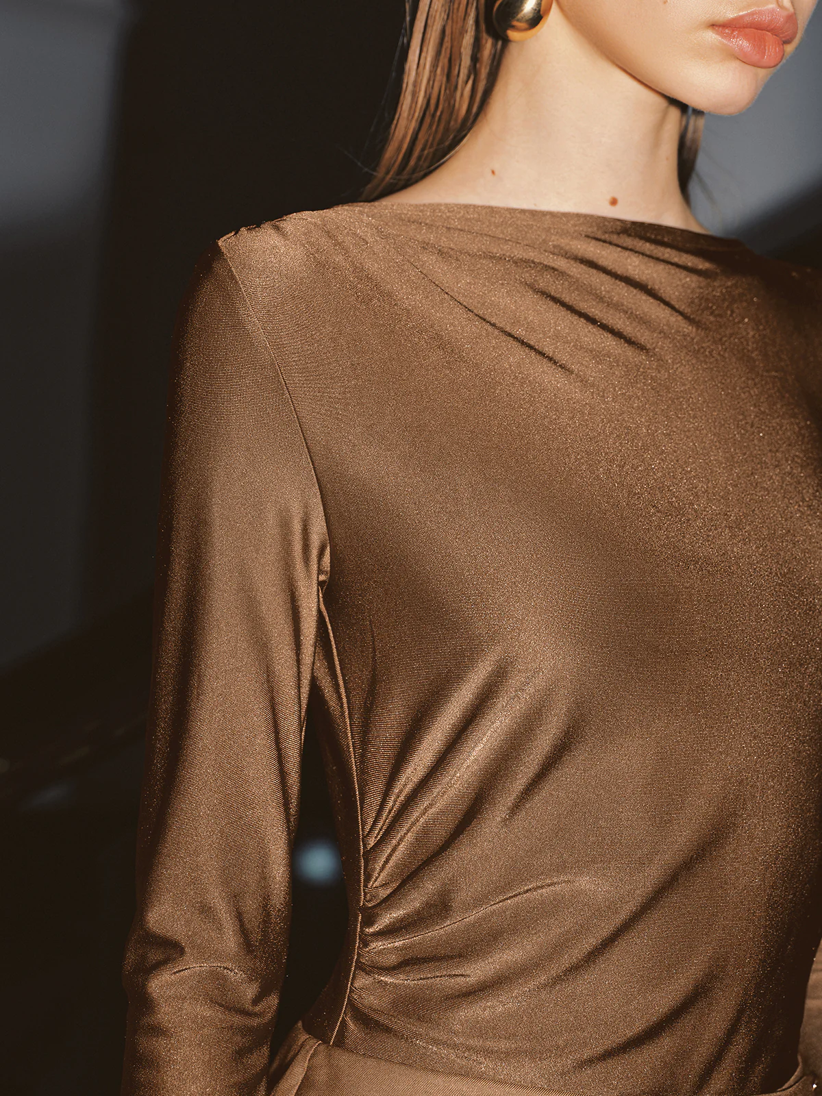 Button Detail Long-Sleeve Mini Dress - Image 5