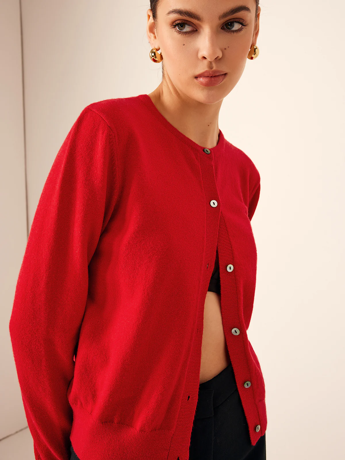 Button Down Cashmere-Blend Cardigan - Image 2