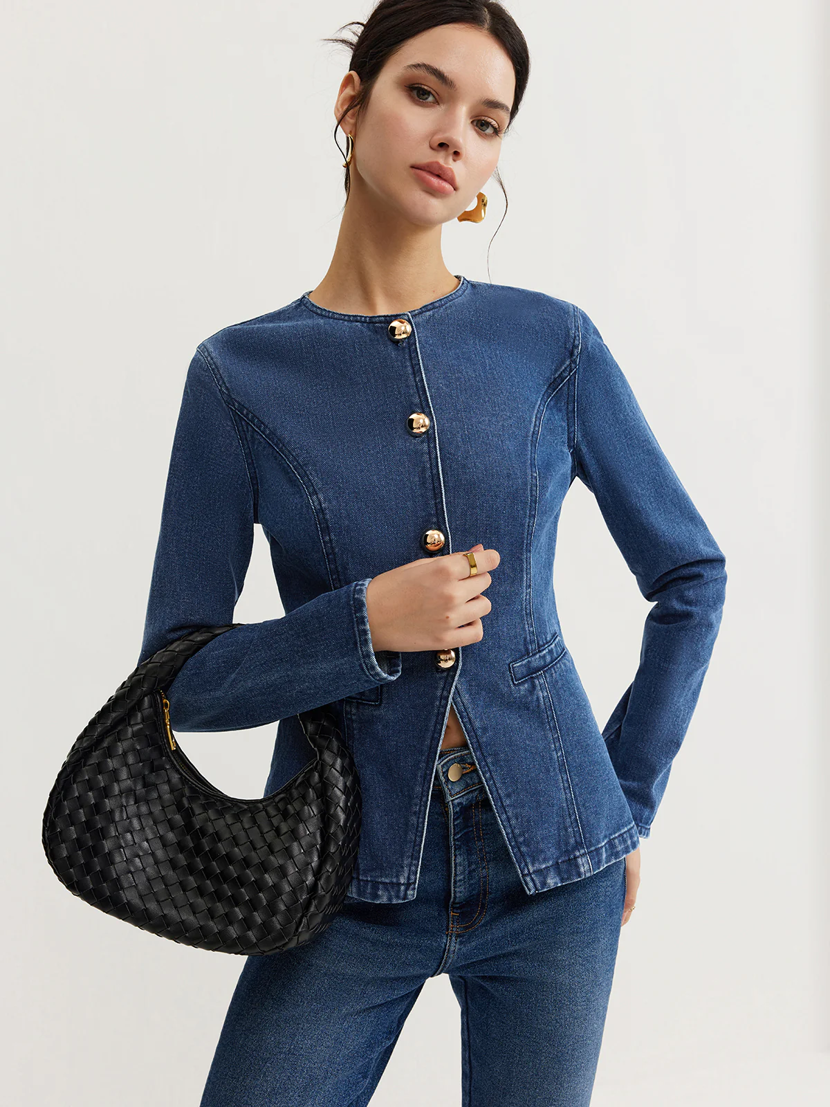 Button Down Denim Slim Jacket - Image 4
