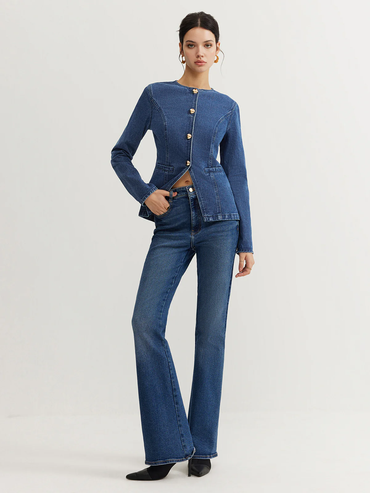 Button Down Denim Slim Jacket - Image 6