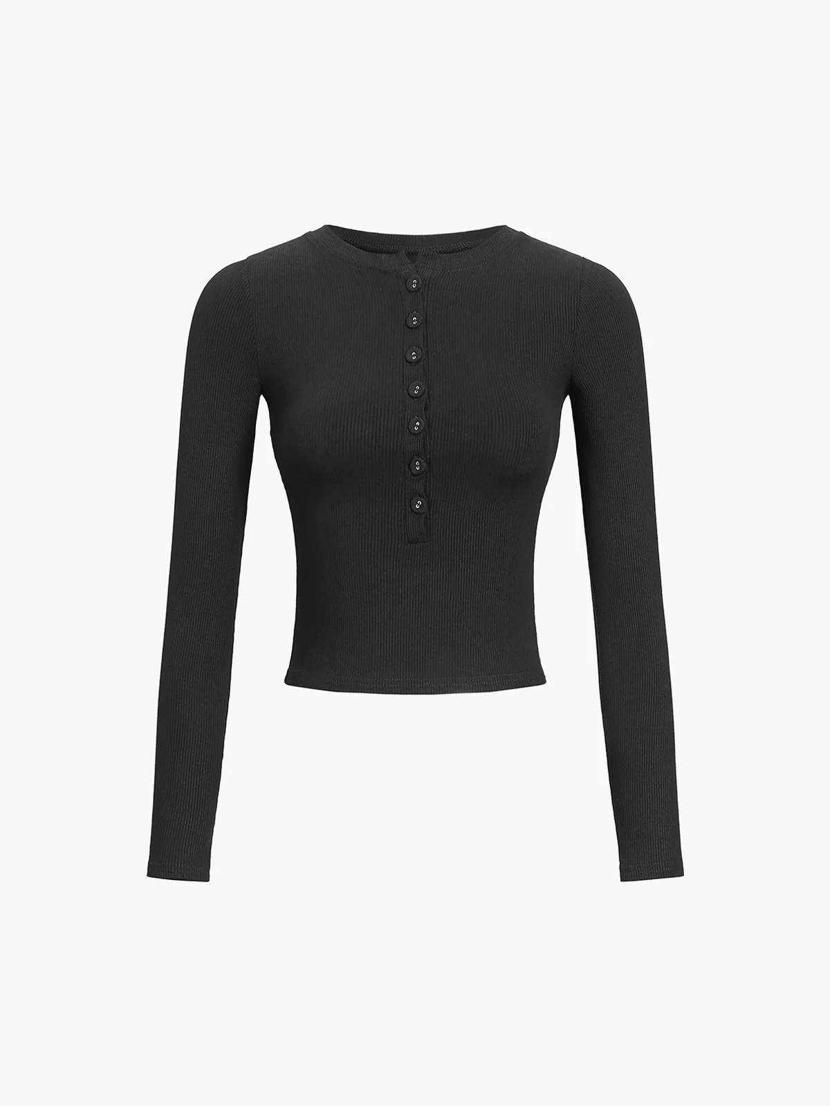 Button Down Long Sleeve Crop Shirt - Image 2