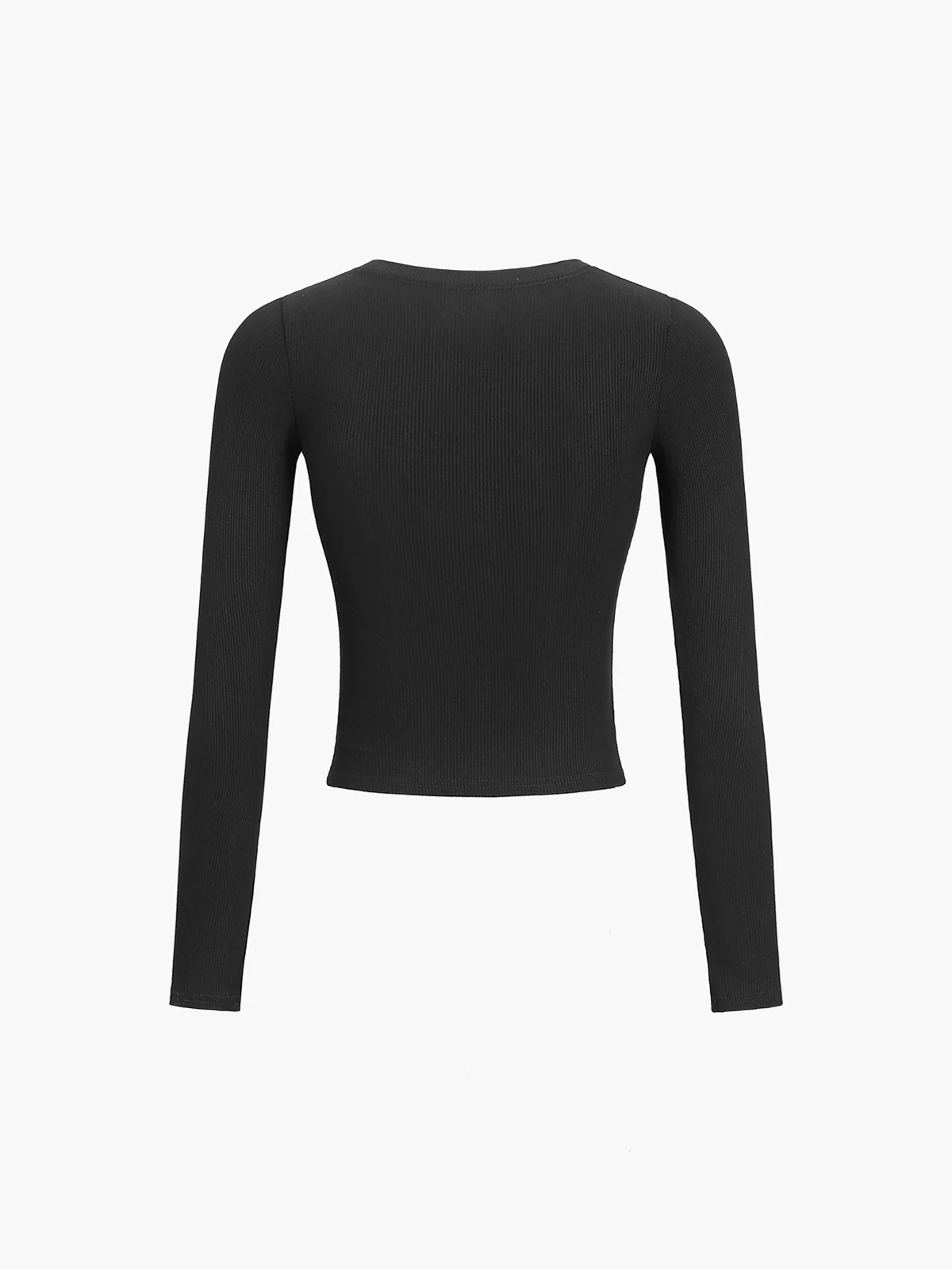 Button Down Long Sleeve Crop Shirt - Image 4
