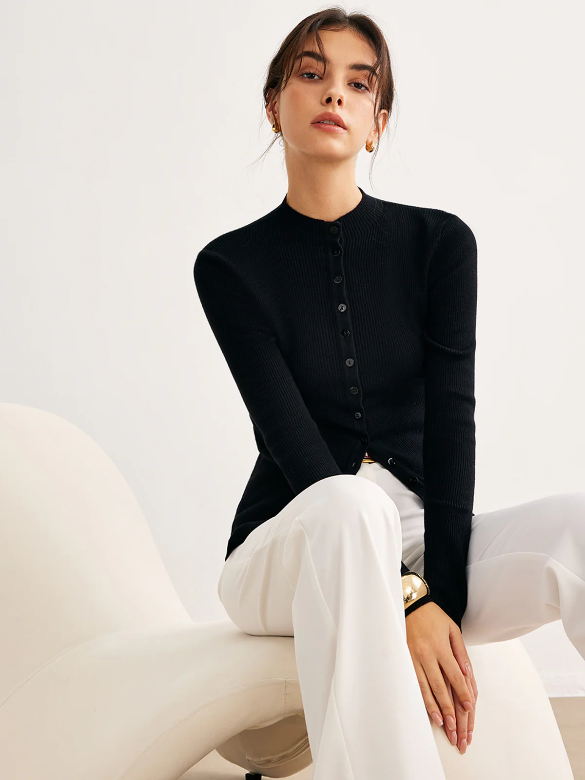 Button Down Skinny Knit Top - Image 2