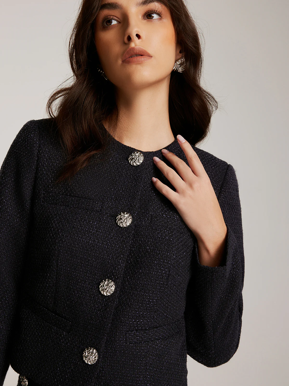 Button Down Tweed Short Jacket - Image 5