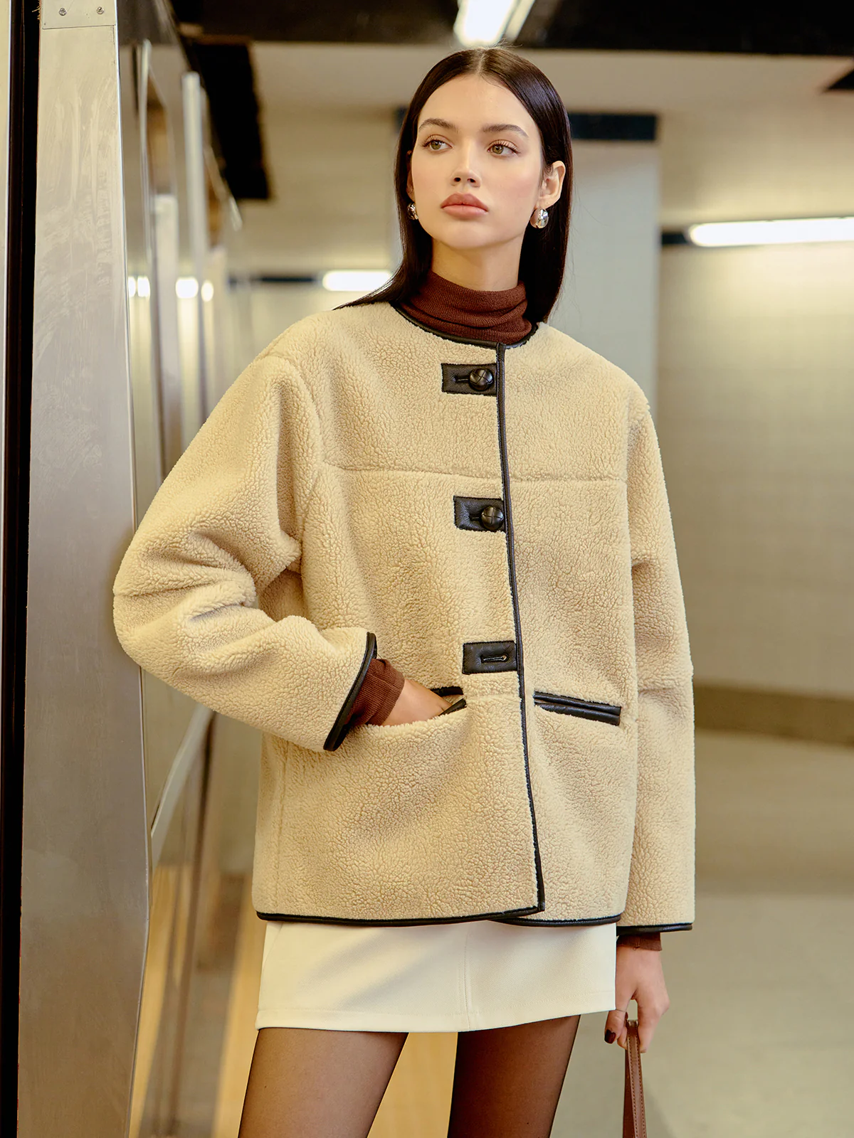 Button Faux Fur Winter Coat - Image 6