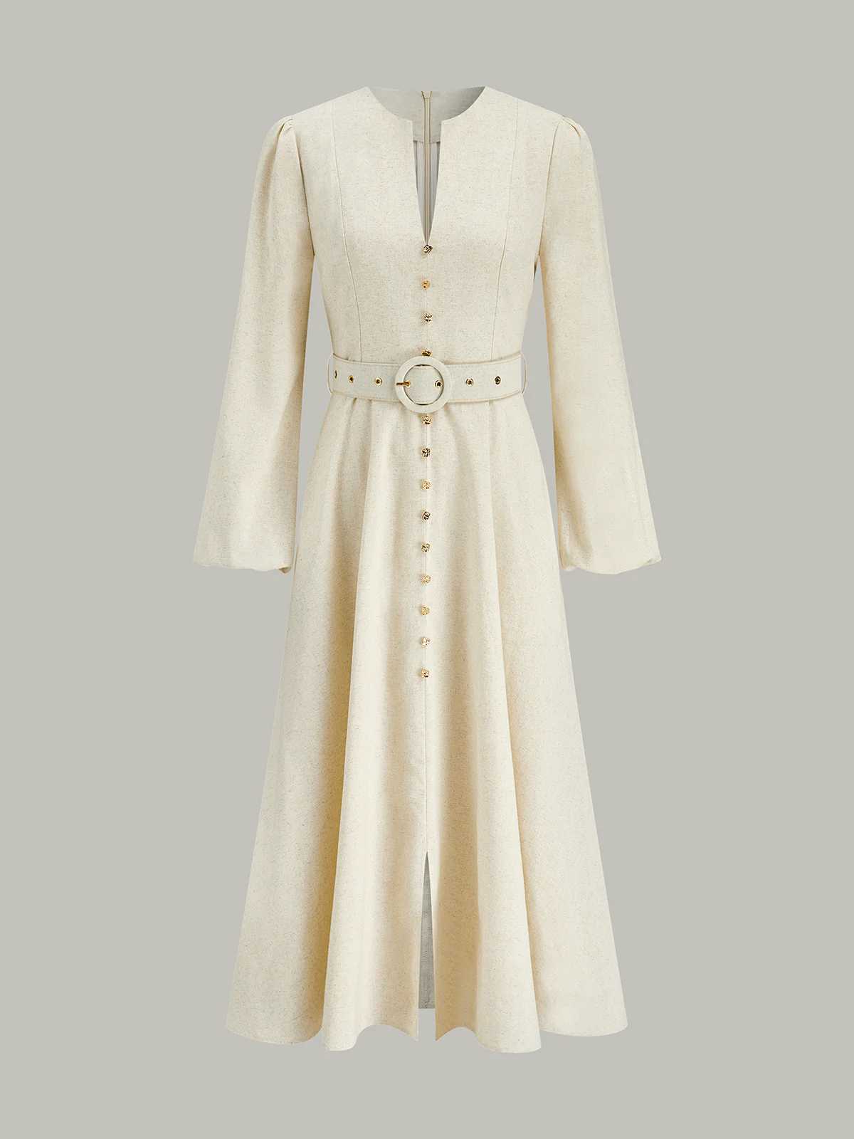 Button Front Belted Midi Dress - Image 2