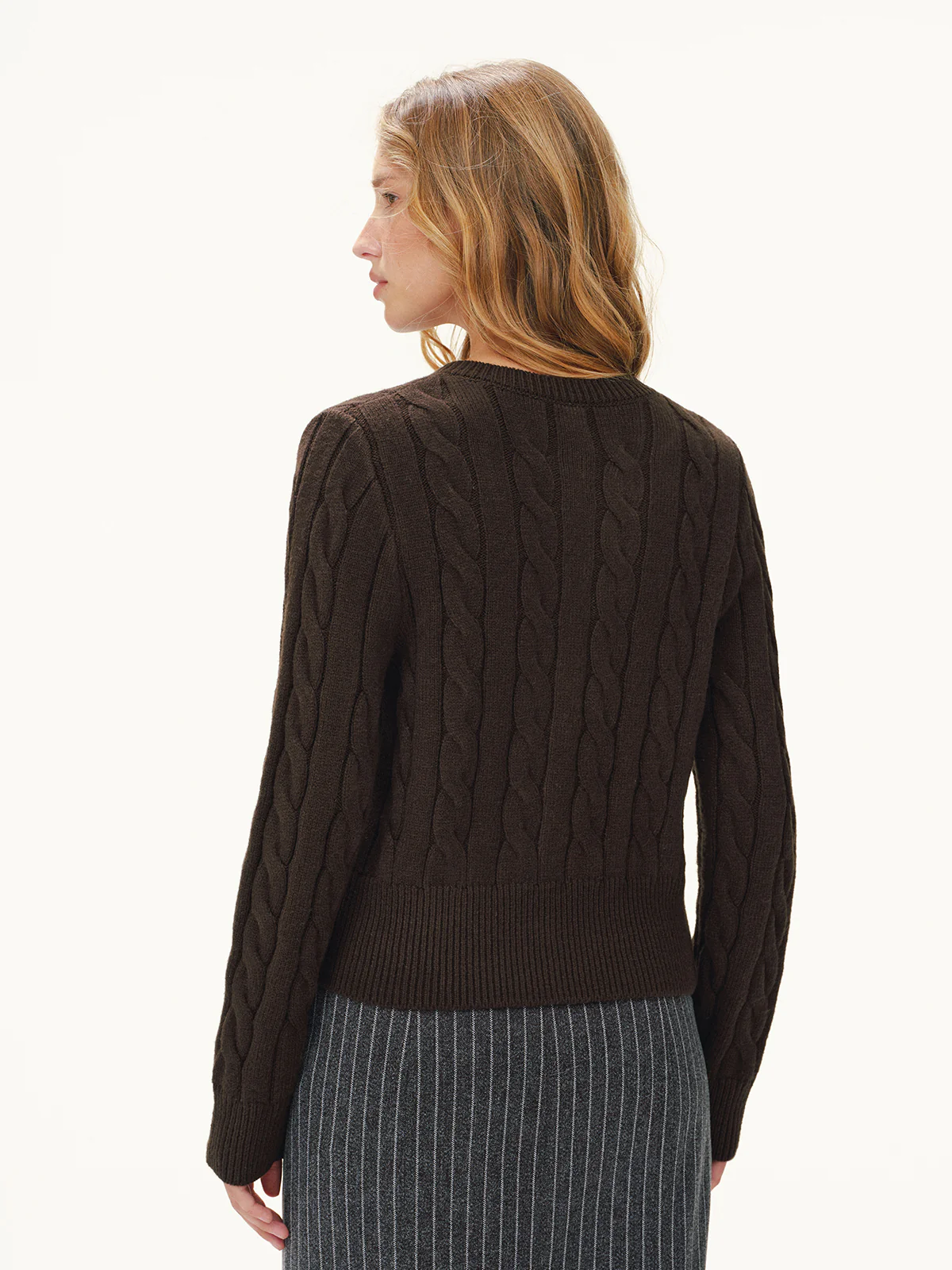 Button-Front Cable-Knit Cardigan - Image 6