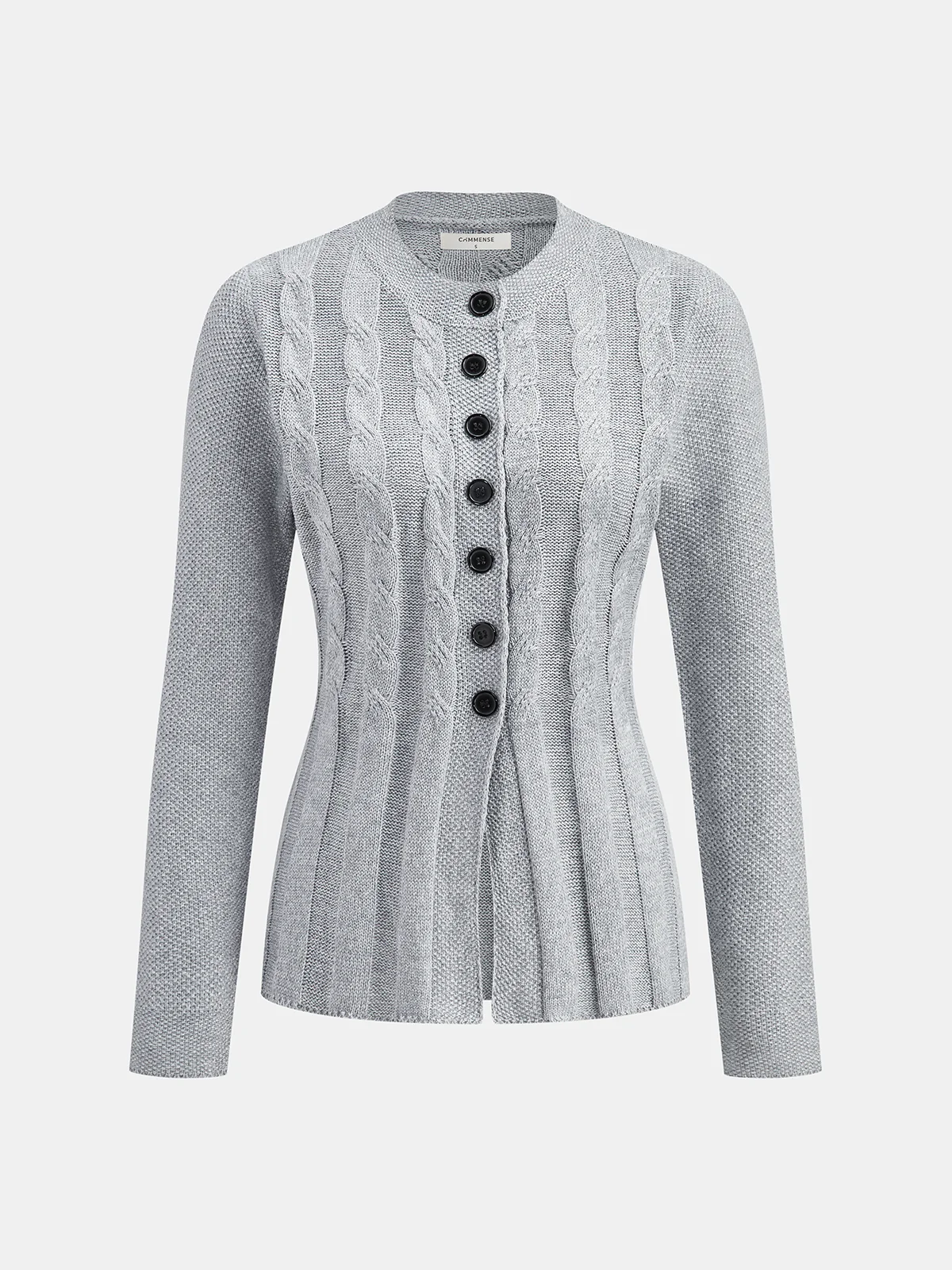 Button-Front Cable Knit Cardigan