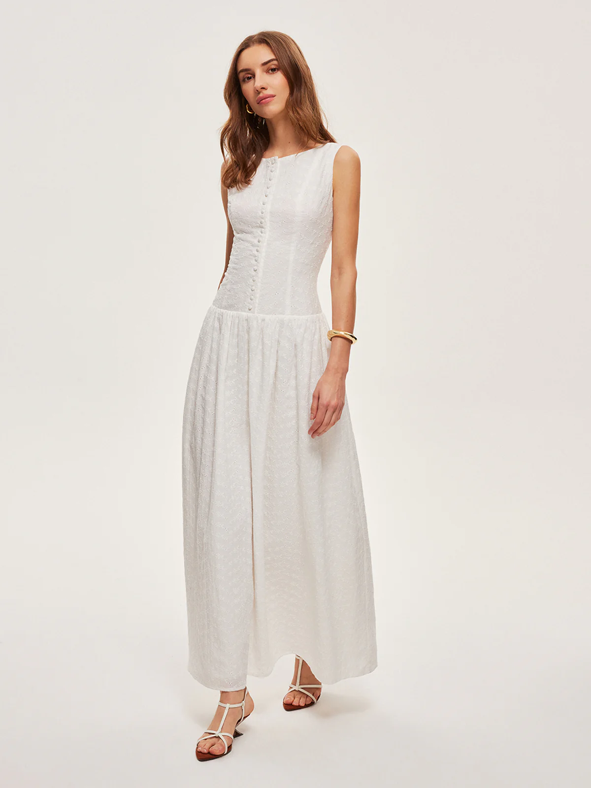 Button-Front Cotton Sleeveless Dress - Image 5