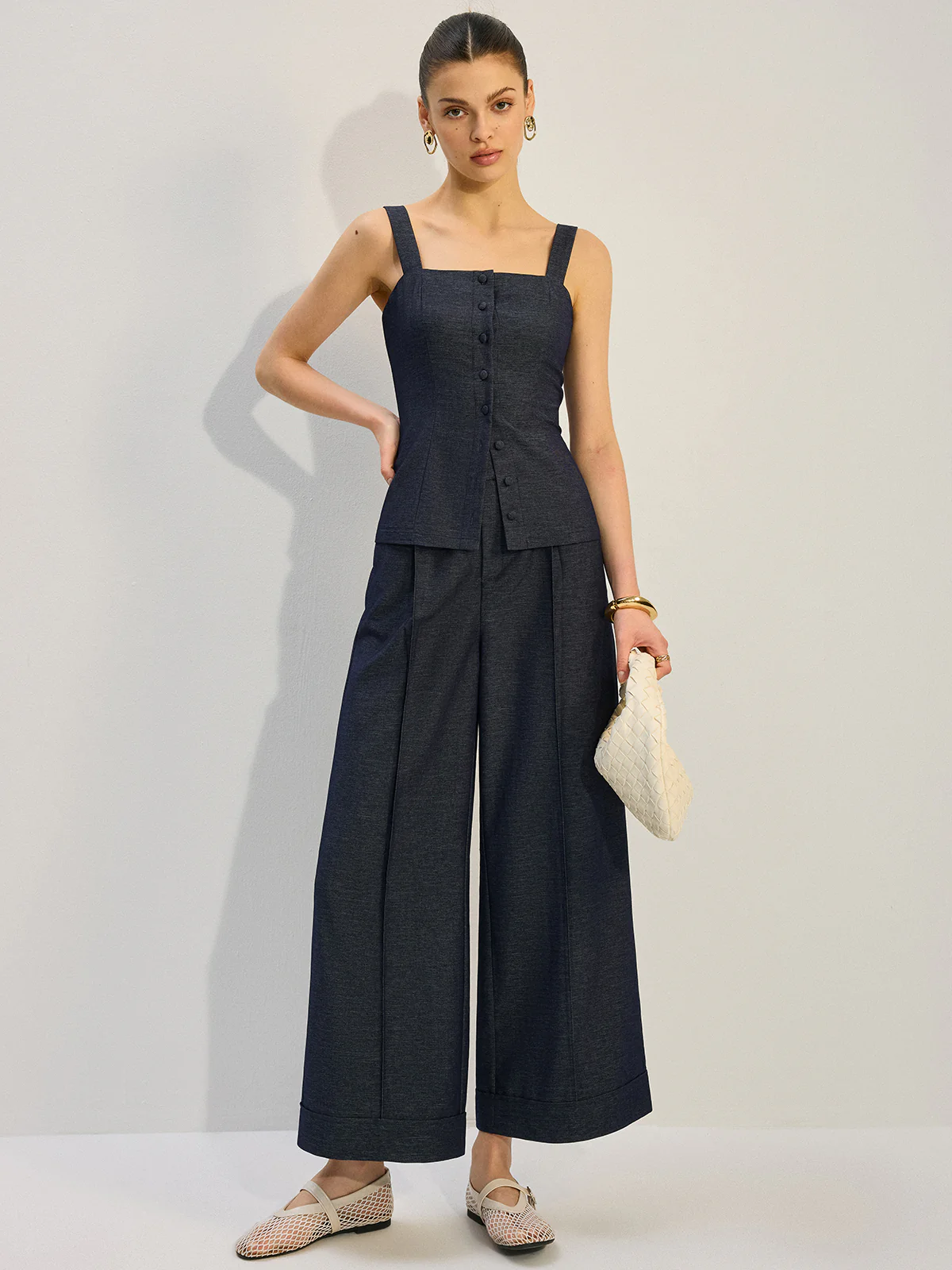 Button-Front Denim Vest Top - Image 5