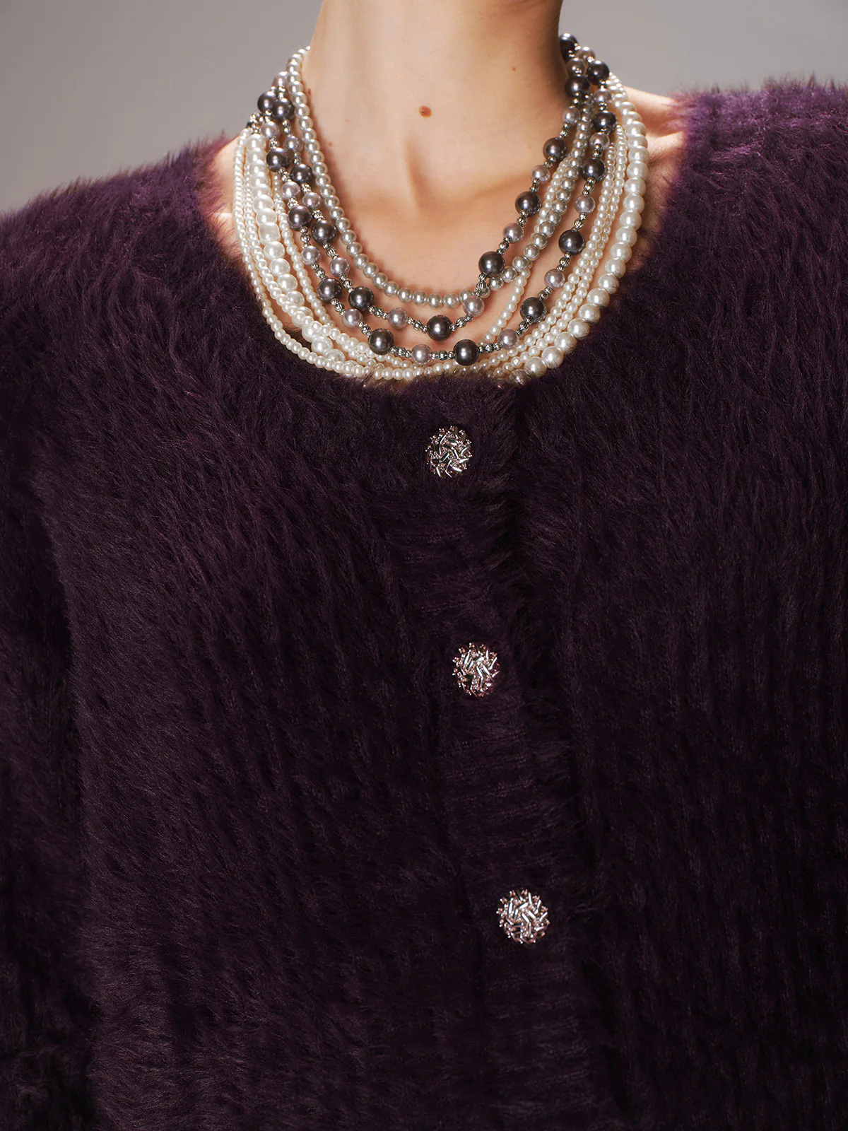 Button-Front Fuzzy Knit Cardigan - Image 3