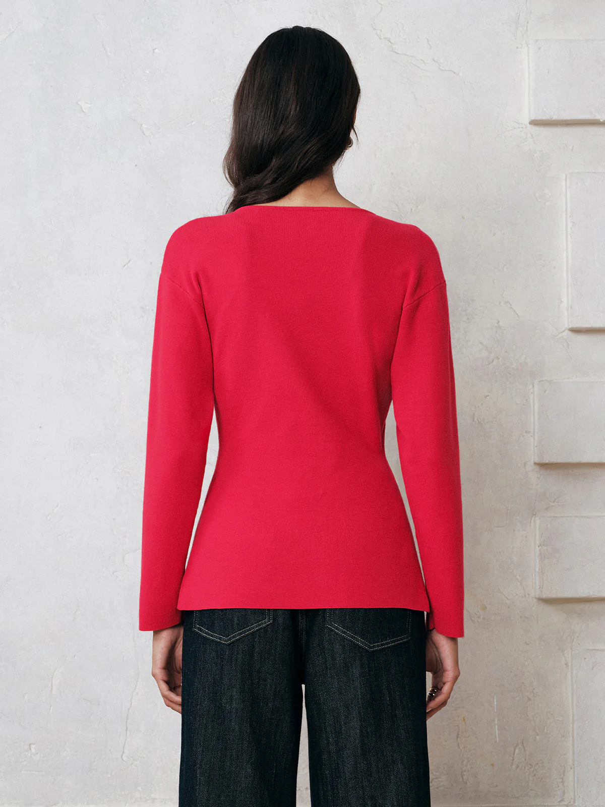 Button-Front Long Sleeve Knit Top - Image 6