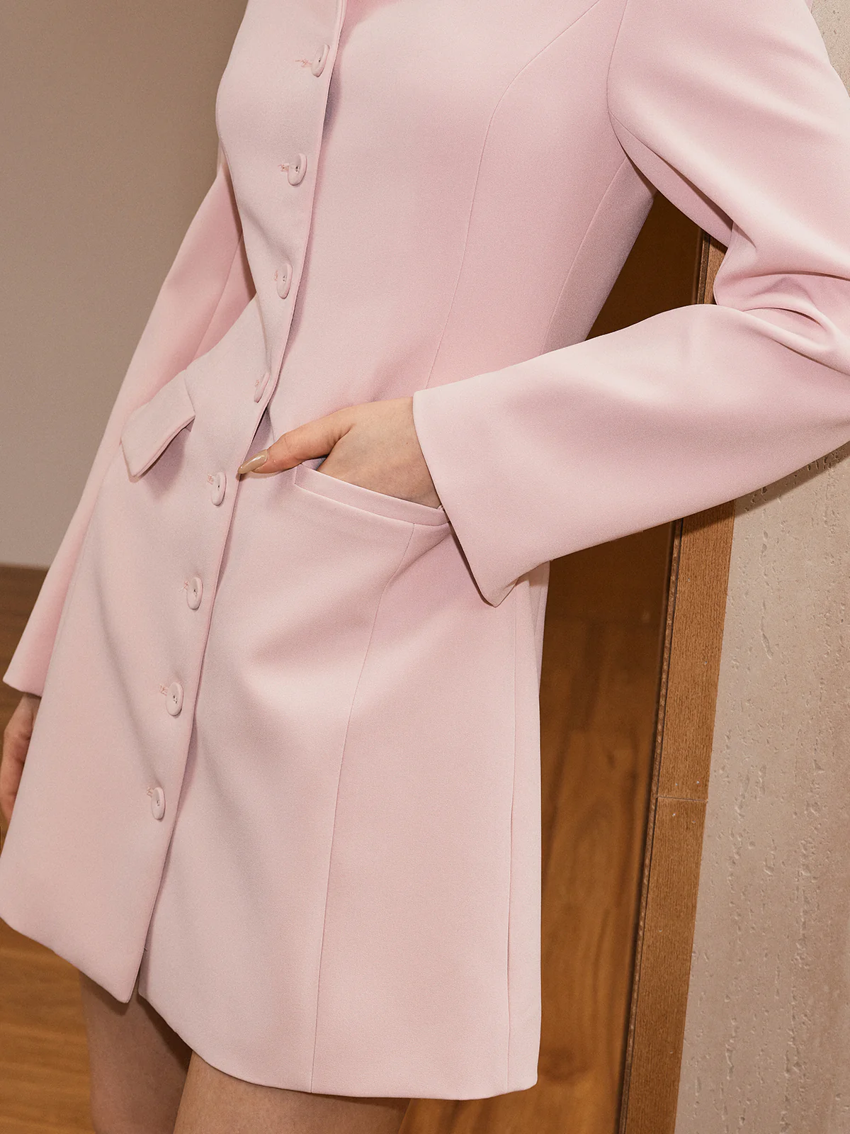 Button-Front Pocket Blazer Dress - Image 5