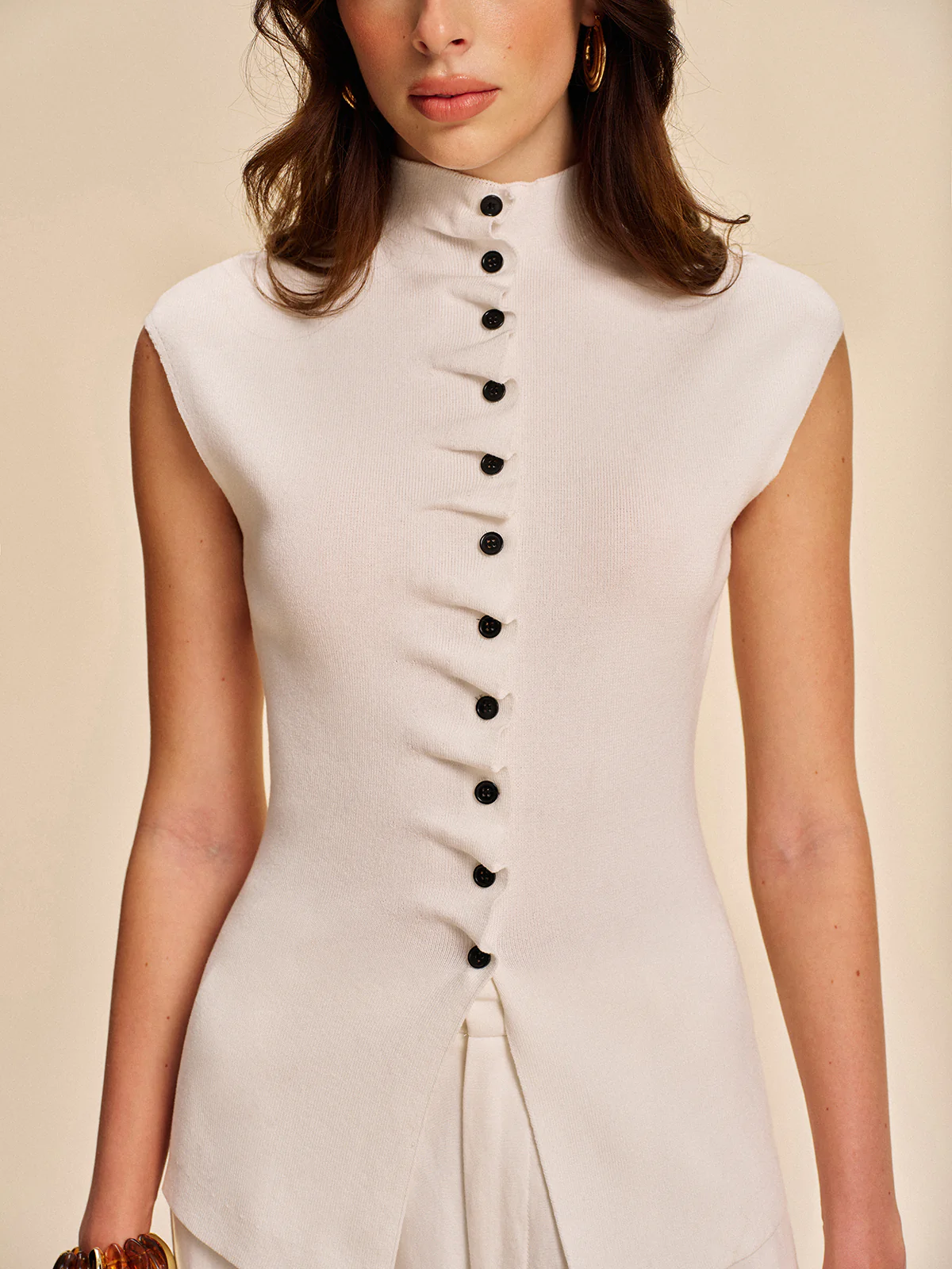 Button-Front Sleeveless Cardigan - Image 6