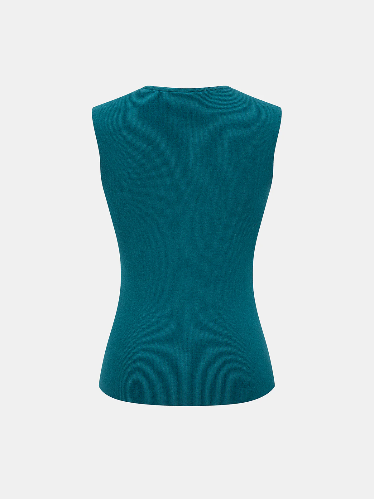 Button-Front Sleeveless Ribbed Knit Vest - Image 2