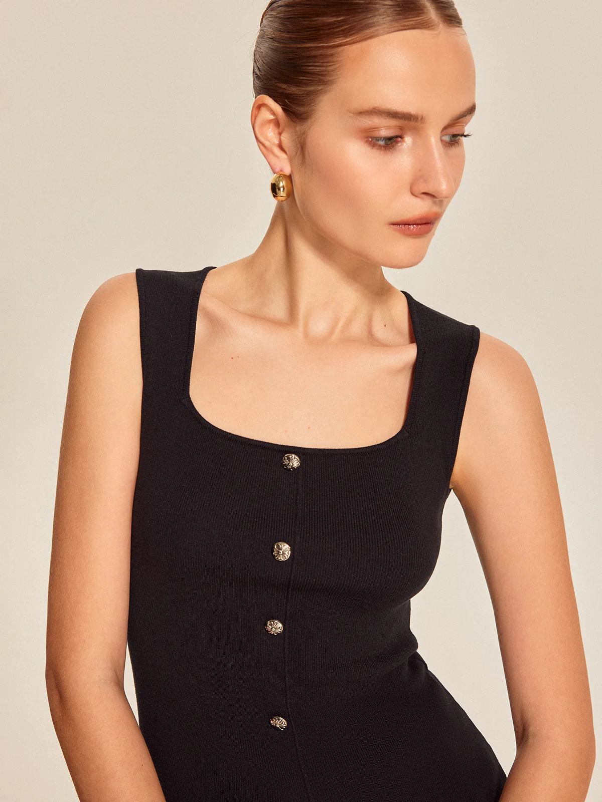 Button Front Square Neck Top - Image 4