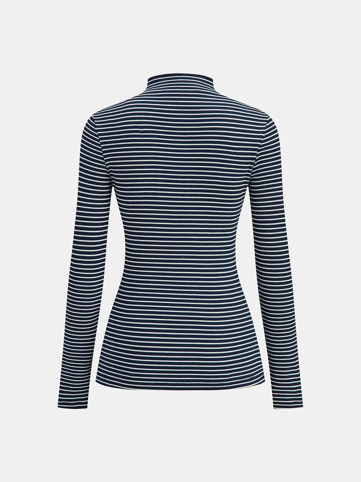Button-Front Striped Ribbed Knit Top - Image 2