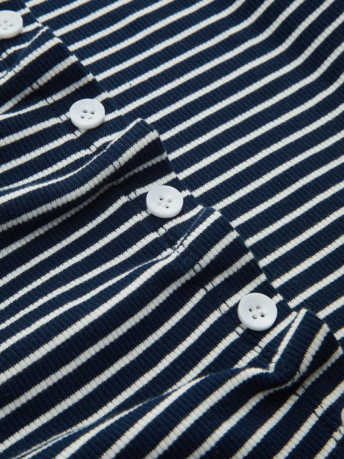 Button-Front Striped Ribbed Knit Top - Image 4