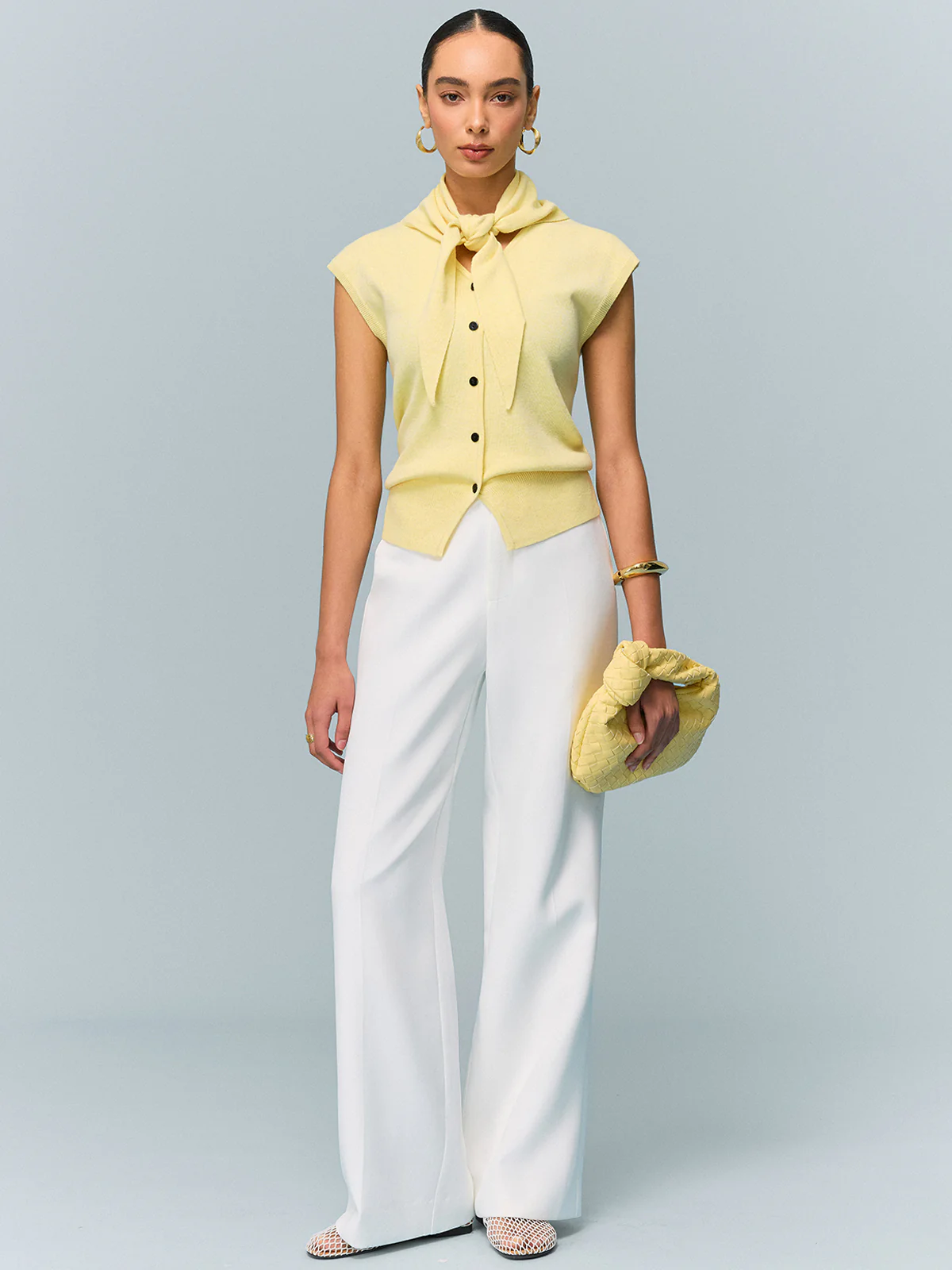 Button Knit Top with Convertible Styling Options - Image 3