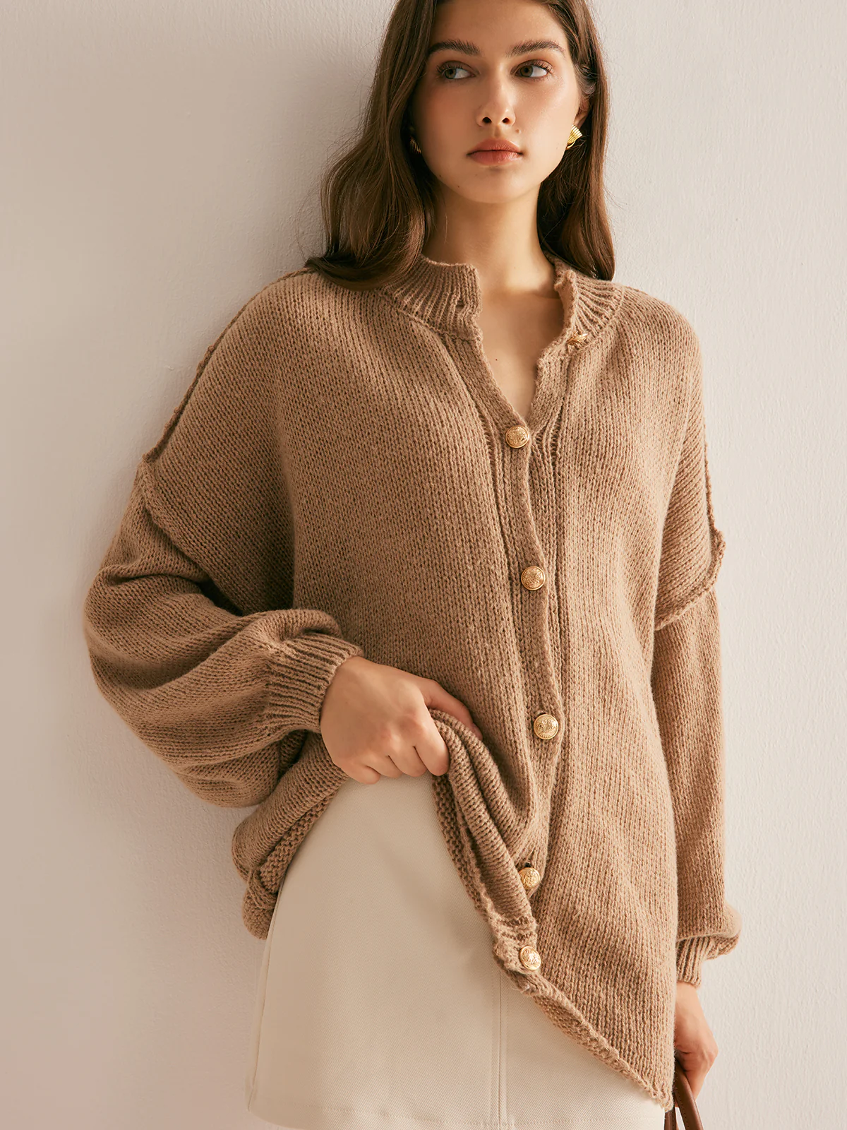 Button Loose Soft Cardigan