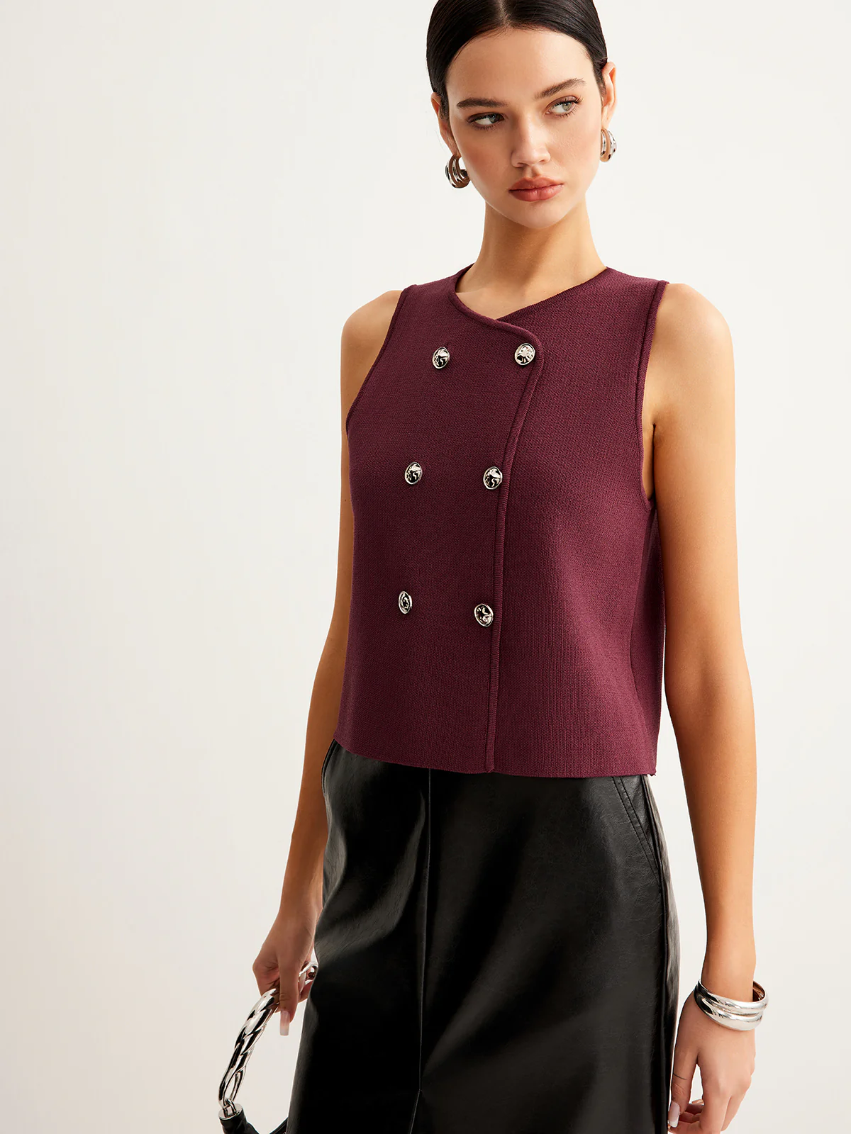 Button Petite Sweater Vest - Image 6