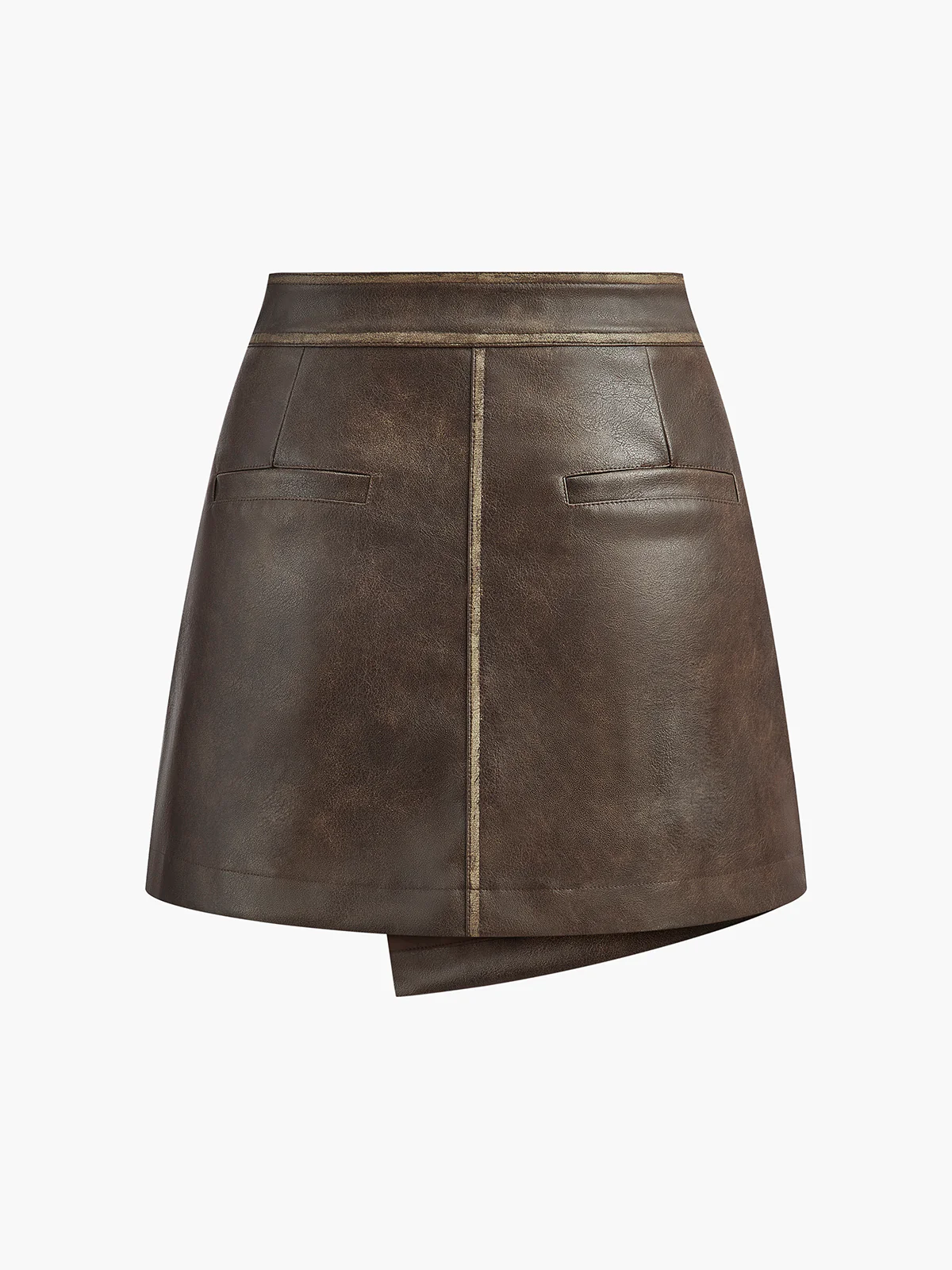 Button Pocket Faux Leather Skirt - Image 8